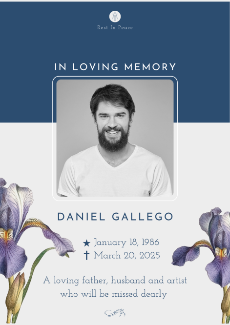 Blue and Grey Simple Photo Memory Funeral Flyer Blue and Grey Simple Photo Memory Funeral Flyer